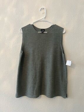 Eileen Fisher 100% Wool Knit‎ Preppy Blouse Sweater Large NEW